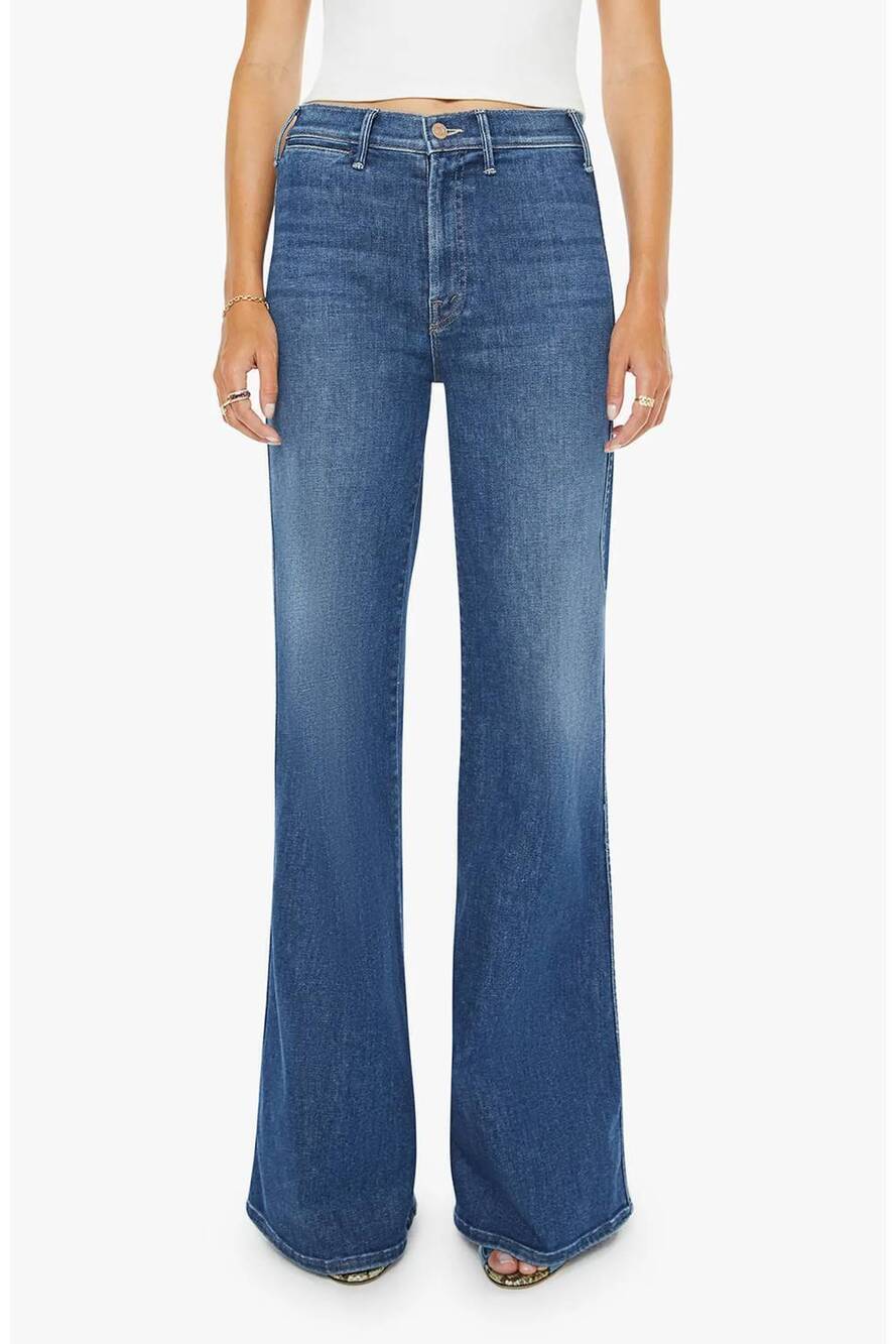 NEW MOTHER women's pipeline hustler roller sneaker jeans in catch my drift